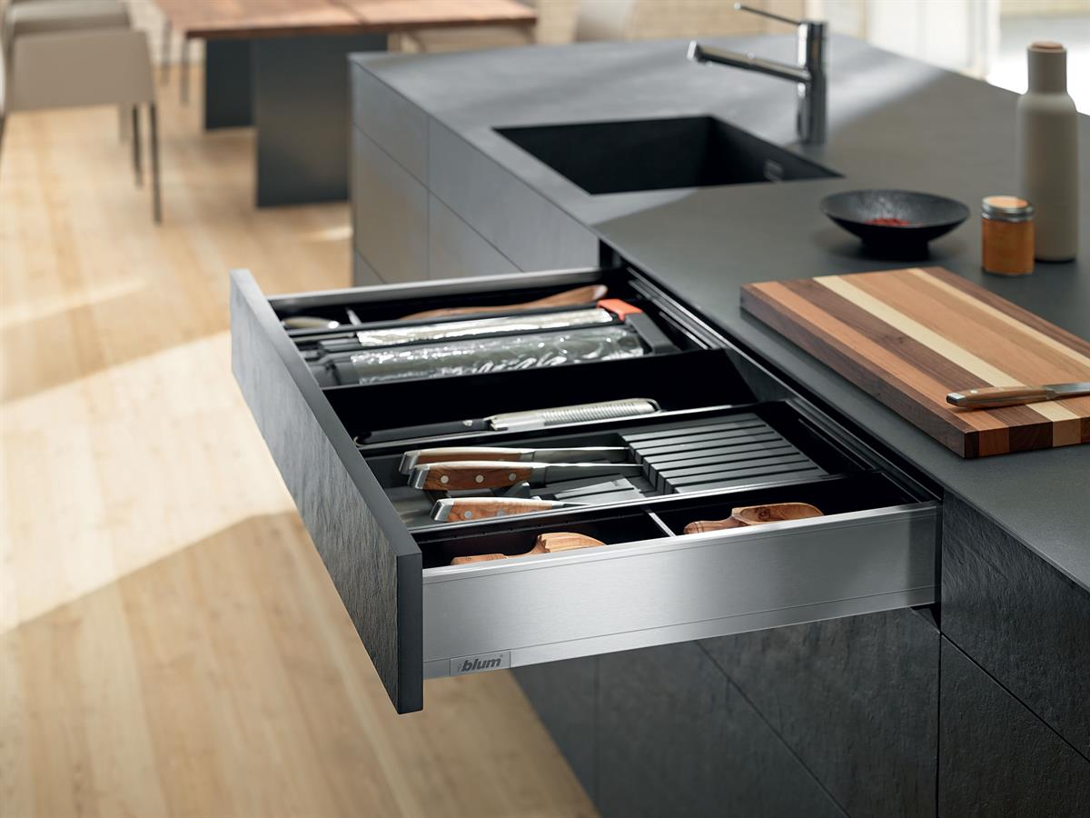 M-Height Legrabox Drawer in Stainless Steel.